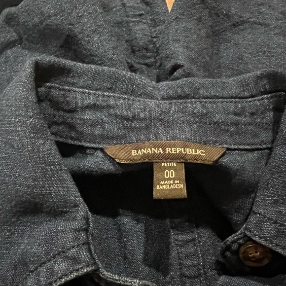 Banana Republic 00 Petite Linen Cotton Blend Button Front Camp Romper Pleaded - Picture 7 of 9